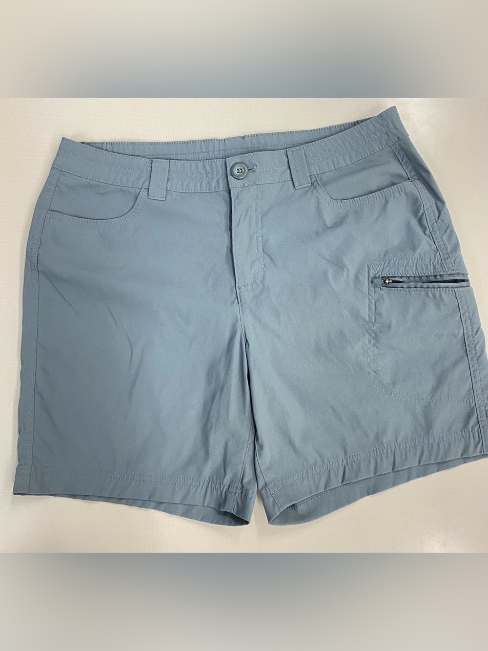 Eddie Bauer Women’s 10 Blue Gray Hiking Trail Nylon Zip Pocket Outdoor Shorts - Picture 2 of 9